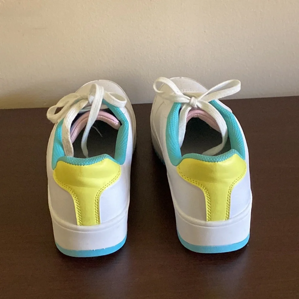 No Boundaries trendy, platform women’s Casual Sneakers white, pink, blue, yellow - Picture 3 of 9